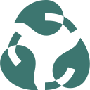 Recycling symbol in green on a white background