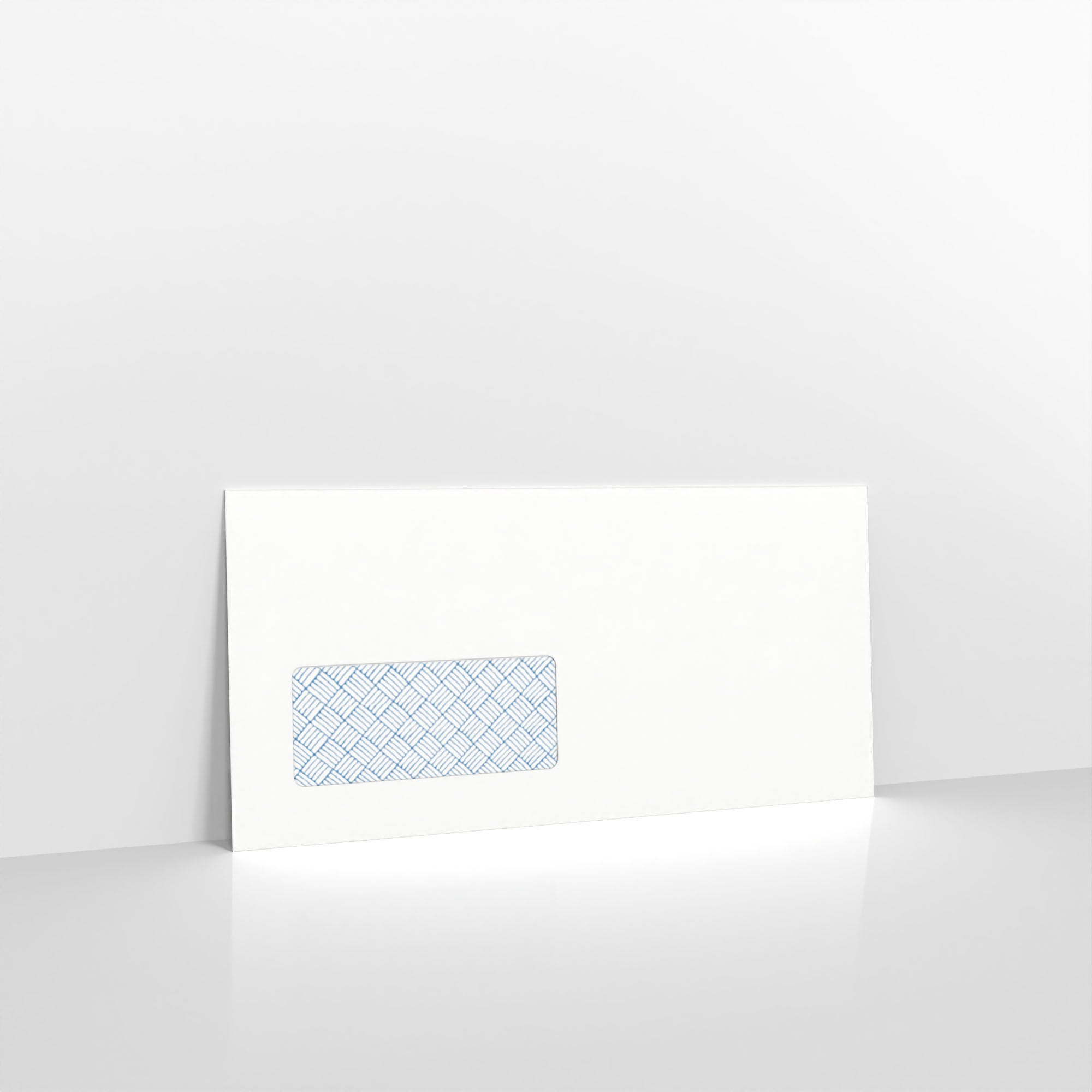 White Blue Opaque Gummed Business Envelopes - 100gsm With Window DL - 110 x 220mm