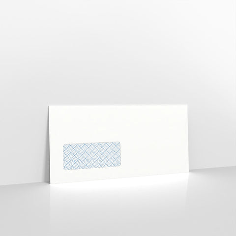 White Blue Opaque Gummed Business Envelopes - 100gsm With Window DL - 110 x 220mm