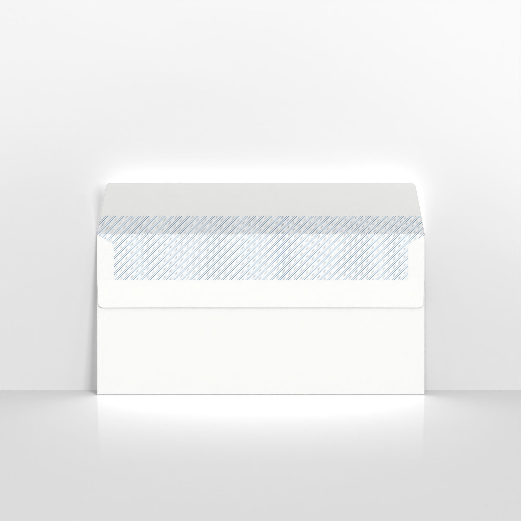 White Blue Opaque Gummed Business Envelopes - 110gsm With Window DL - 110 x 220mm