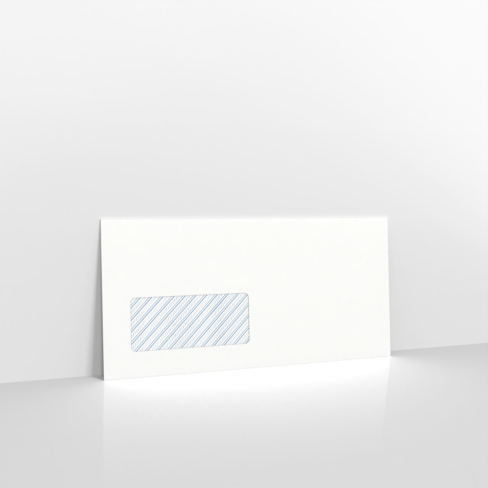 White Blue Opaque Gummed Business Envelopes - 110gsm With Window DL - 110 x 220mm