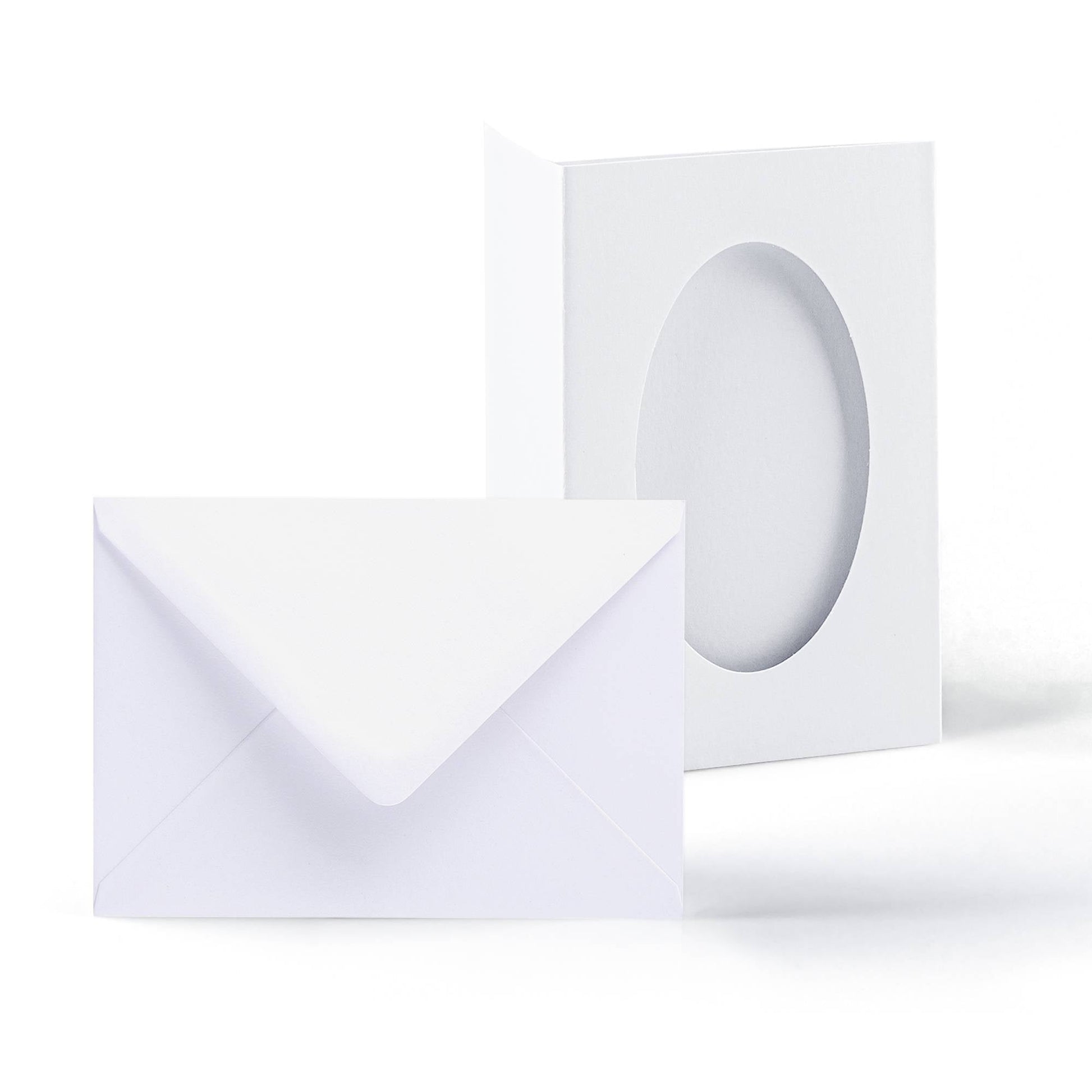 White Tri-Fold Oval Aperture Cards Pack -