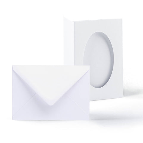 White Tri-Fold Oval Aperture Cards Pack -