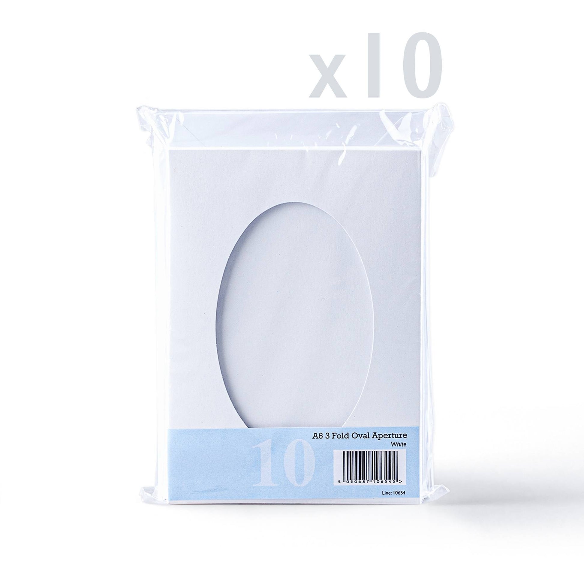 White Tri-Fold Oval Aperture Cards Pack -