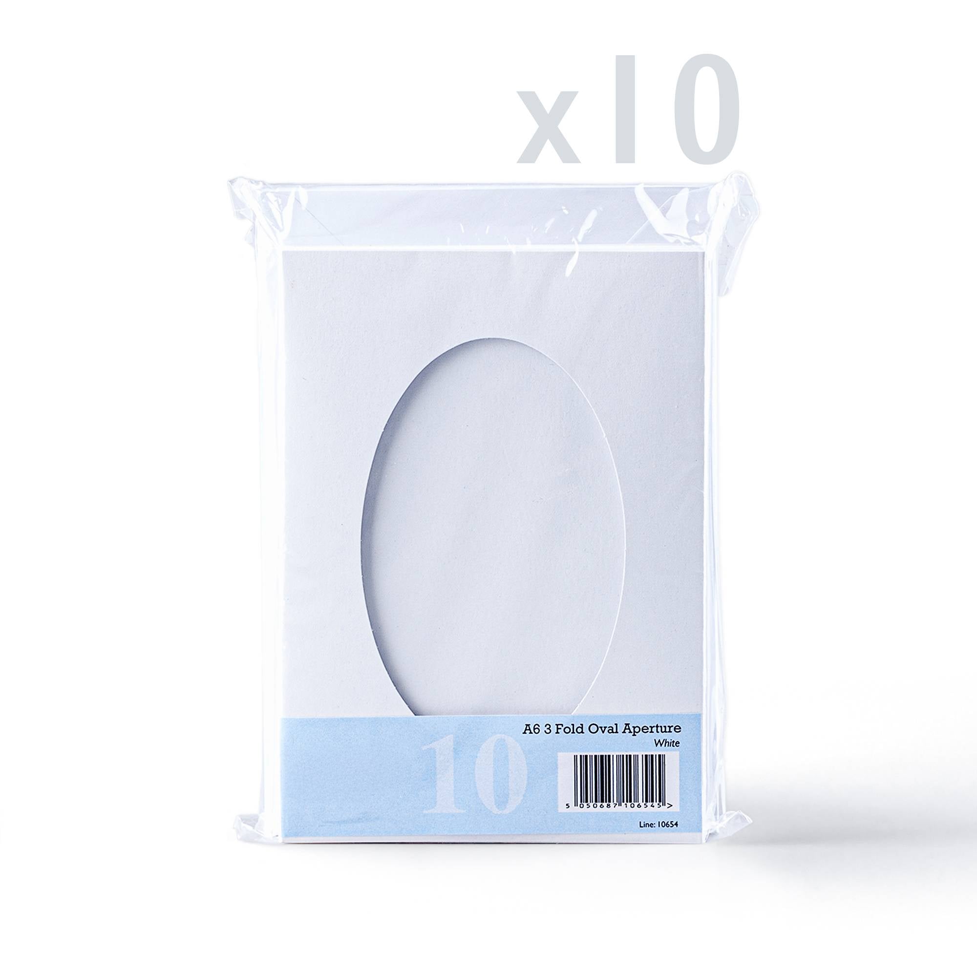 White Tri-Fold Oval Aperture Cards Pack -