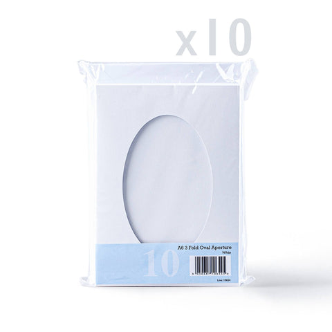 White Tri-Fold Oval Aperture Cards Pack -