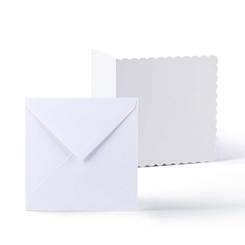 White V-Flap Envelope & Scalloped Card Pack - 175 x 175 mm + 170 x 170 mm