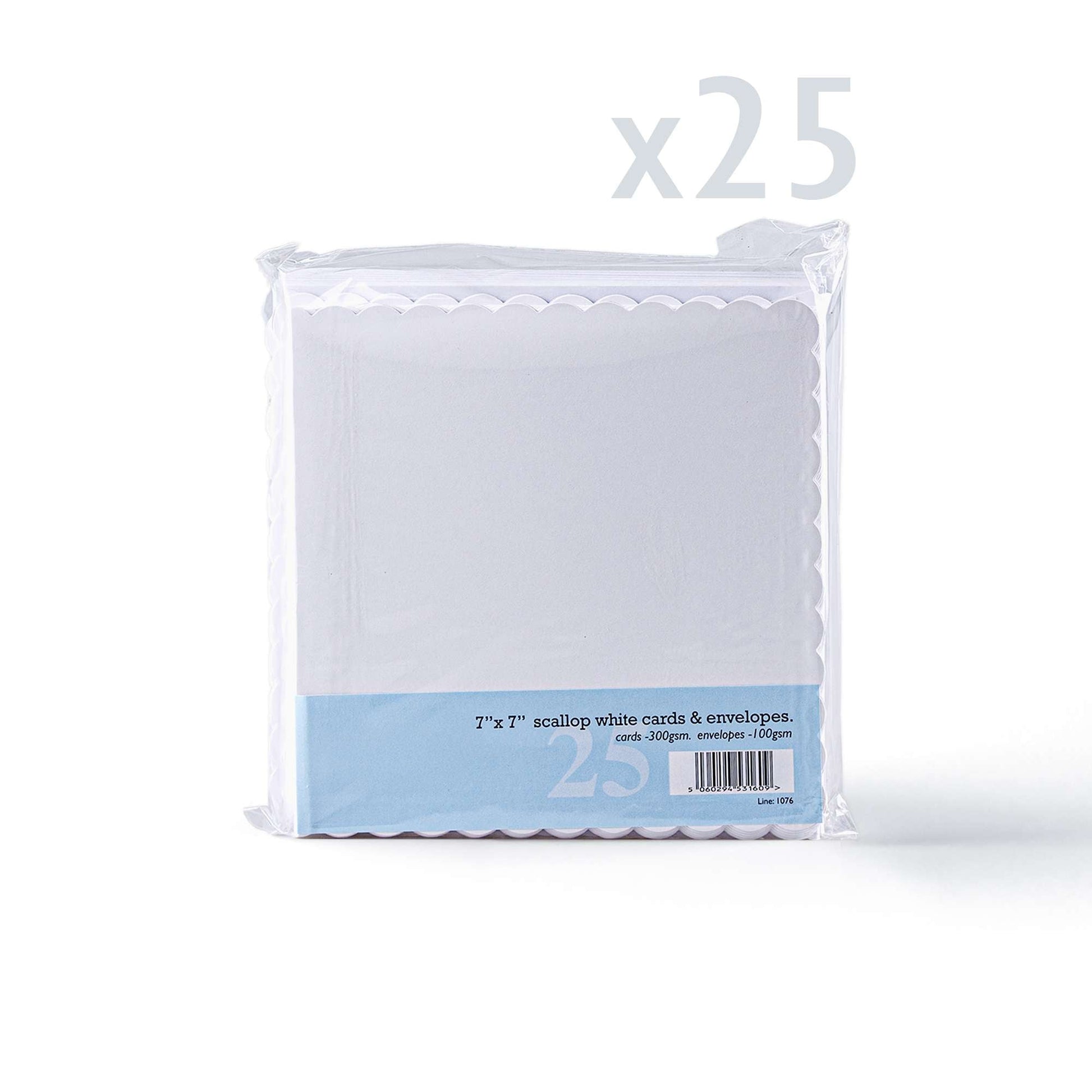 White V-Flap Envelope & Scalloped Card Pack - 175 x 175 mm + 170 x 170 mm