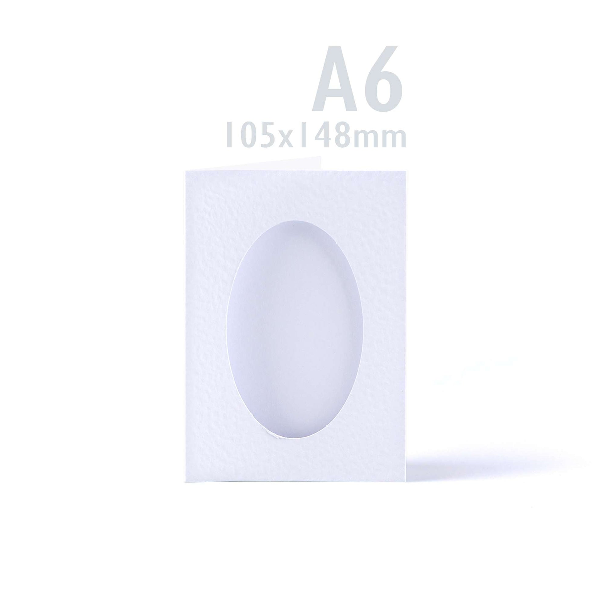 White Hammered Tri-Fold Oval Aperture Cards Pack -