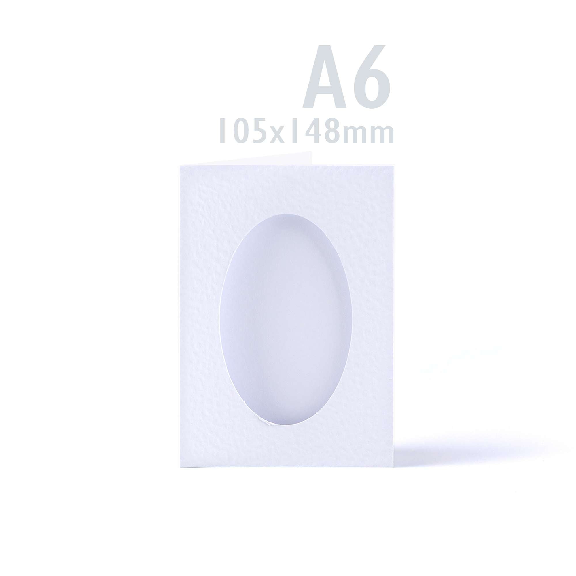 White Hammered Tri-Fold Oval Aperture Cards Pack -