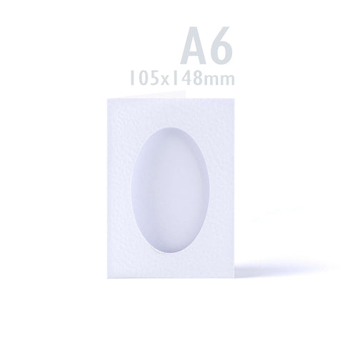 White Hammered Tri-Fold Oval Aperture Cards Pack -