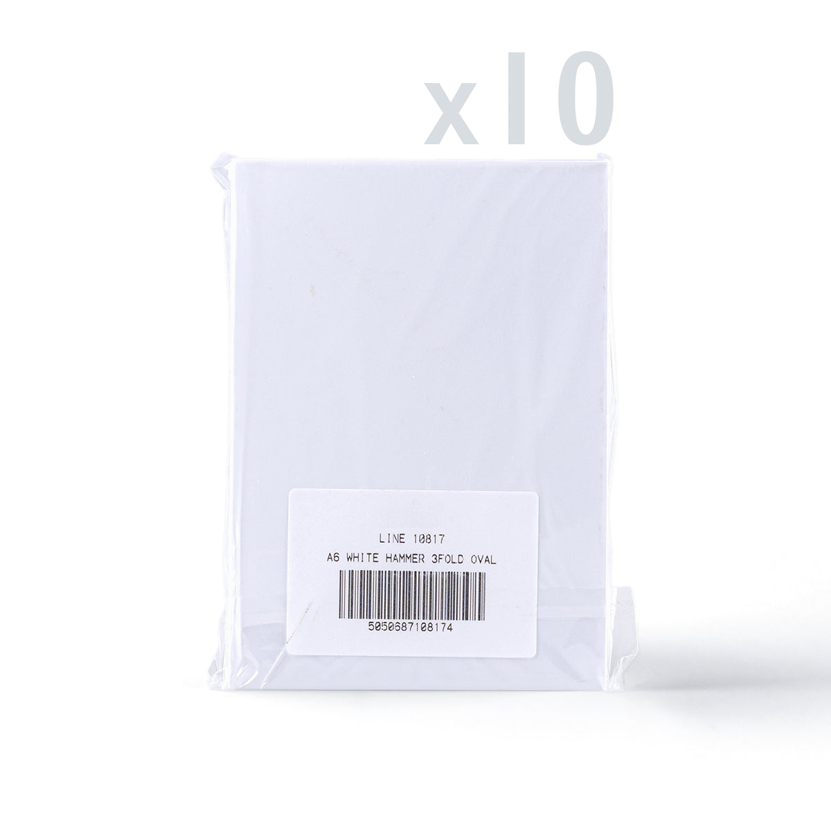 White Hammered Tri-Fold Oval Aperture Cards Pack -