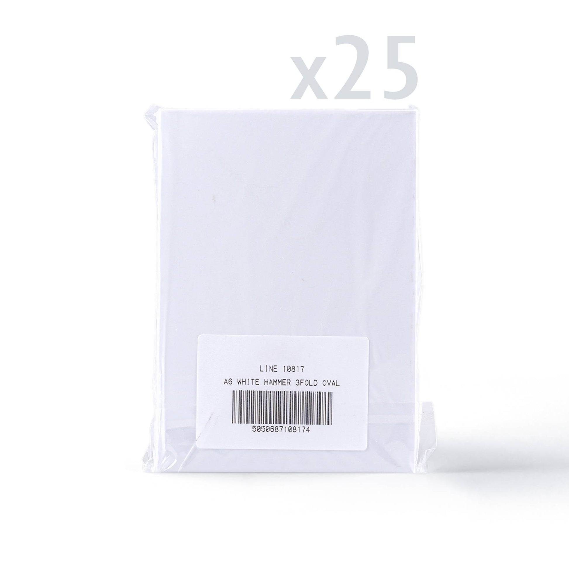 White Hammered Tri-Fold Oval Aperture Cards Pack -