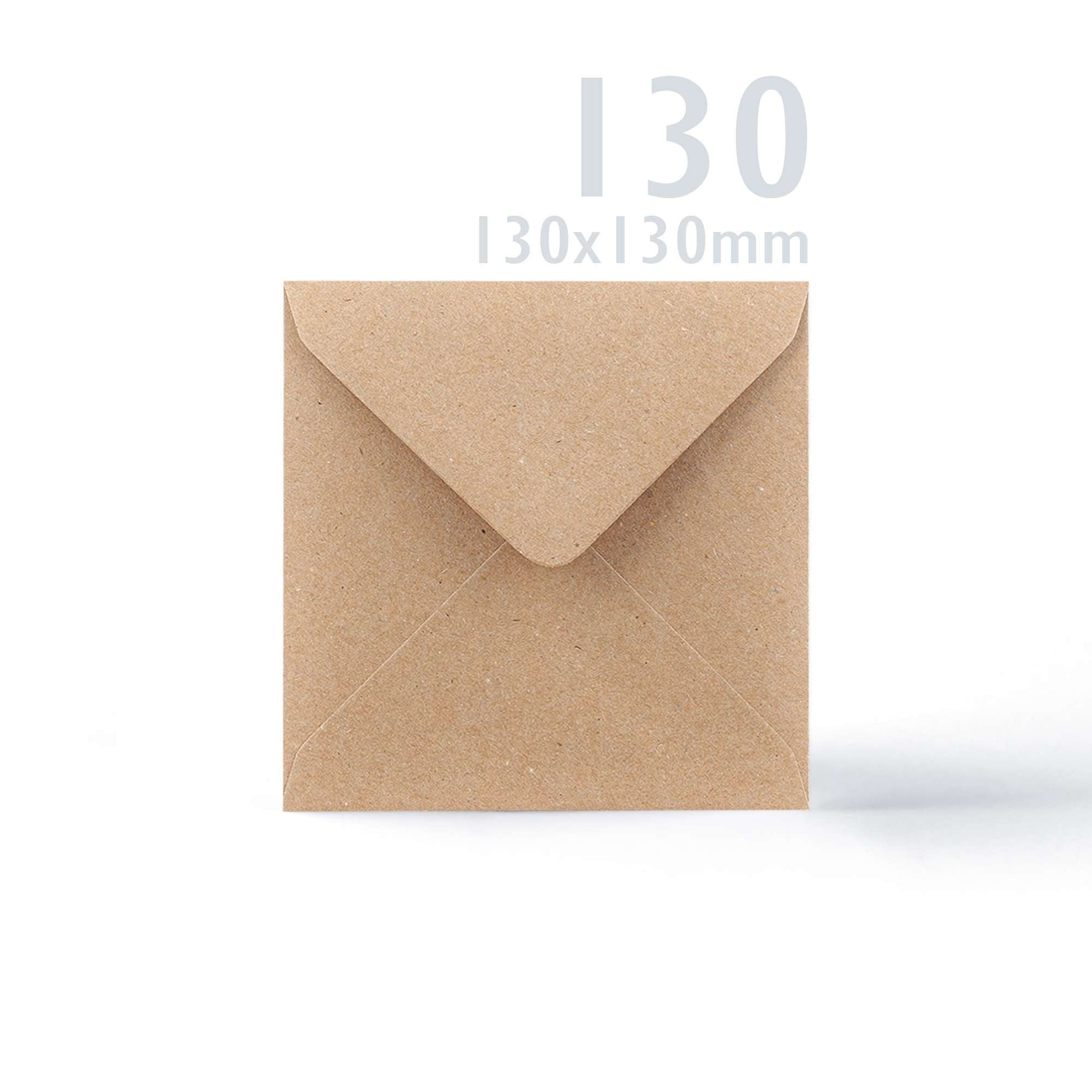 Kraft V-Flap Envelope & Kraft Card Pack - 130 x 130 mm + 125 x 125 mm