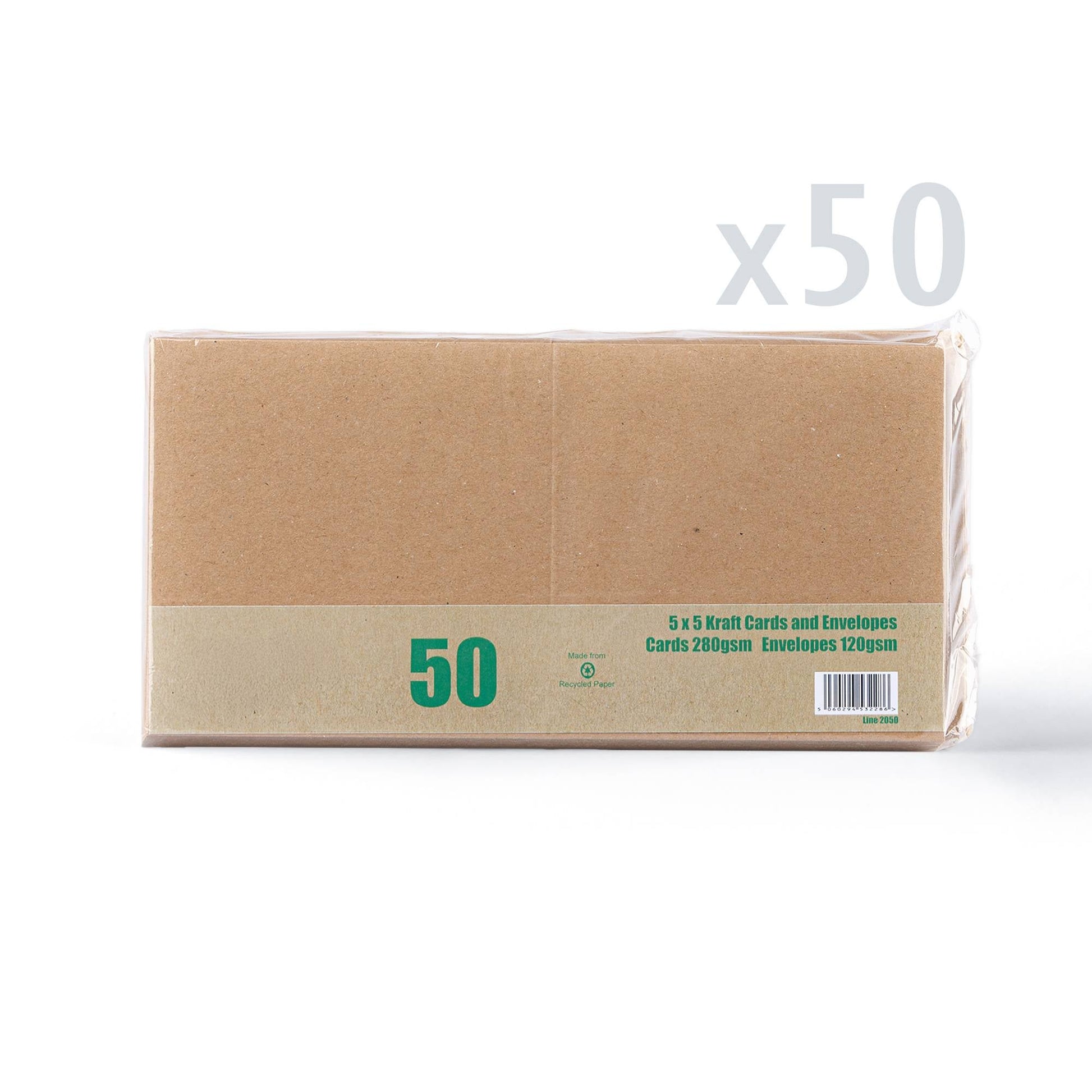 Kraft V-Flap Envelope & Kraft Card Pack - 130 x 130 mm + 125 x 125 mm
