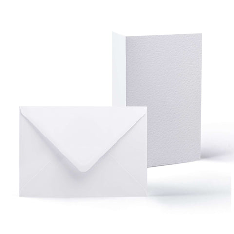 White V-Flap Envelope & Hammered Card Pack - White 162 x 229 mm + 148 x 210 mm
