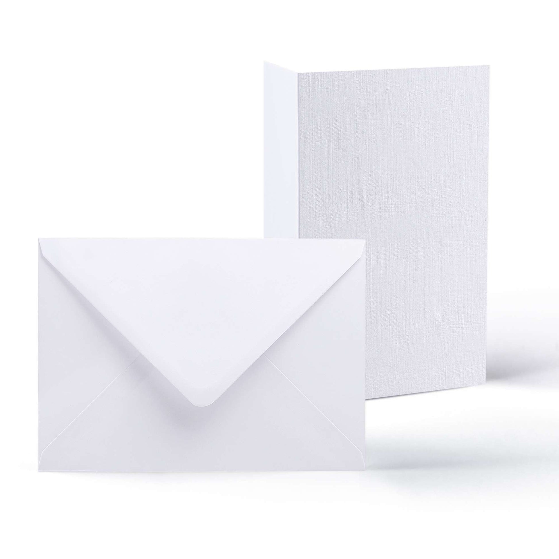 White V-Flap Envelope & Linen Card Pack - White 162 x 229 mm + 148 x 210 mm