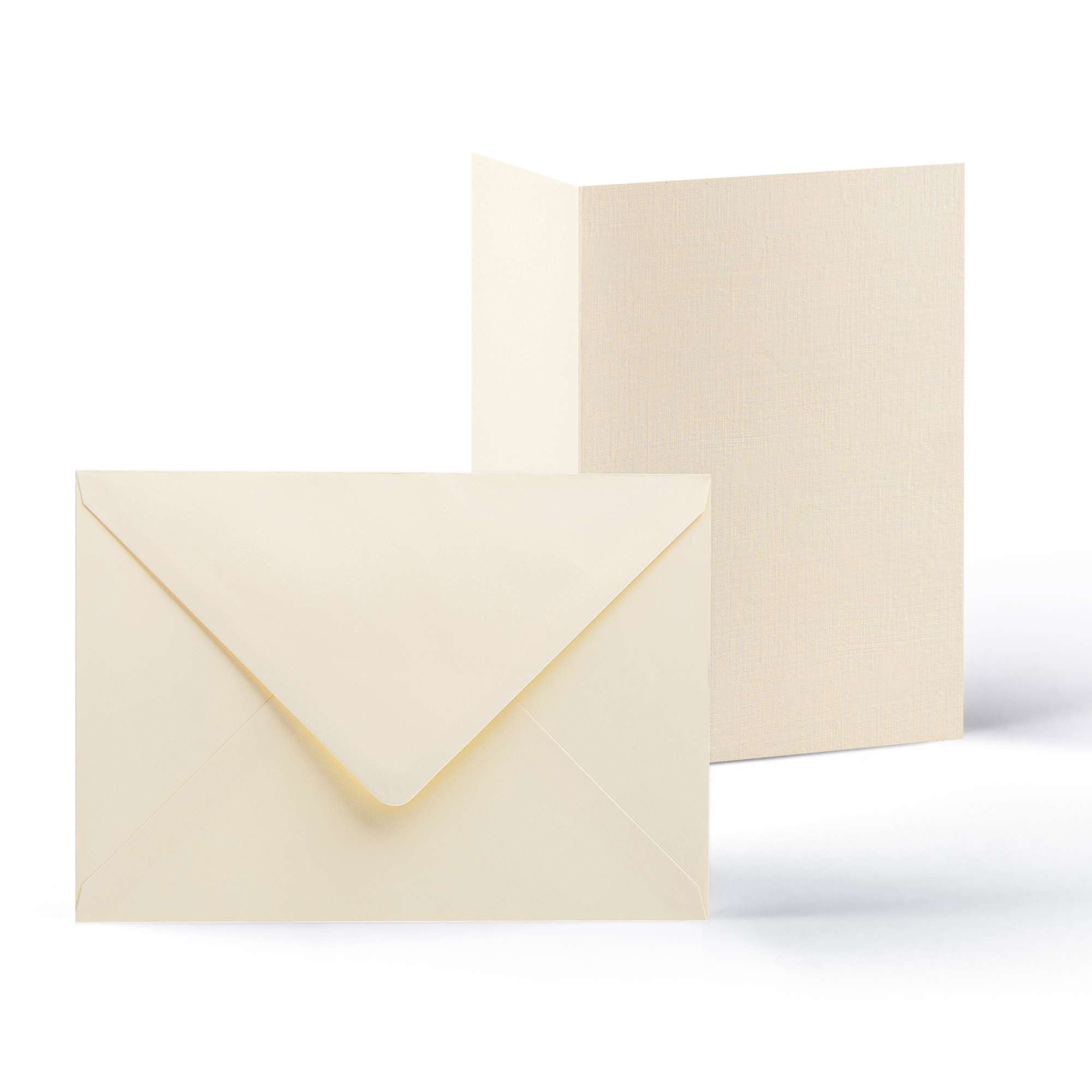 White V-Flap Envelope & Linen Card Pack - Ivory 162 x 229 mm + 148 x 210 mm