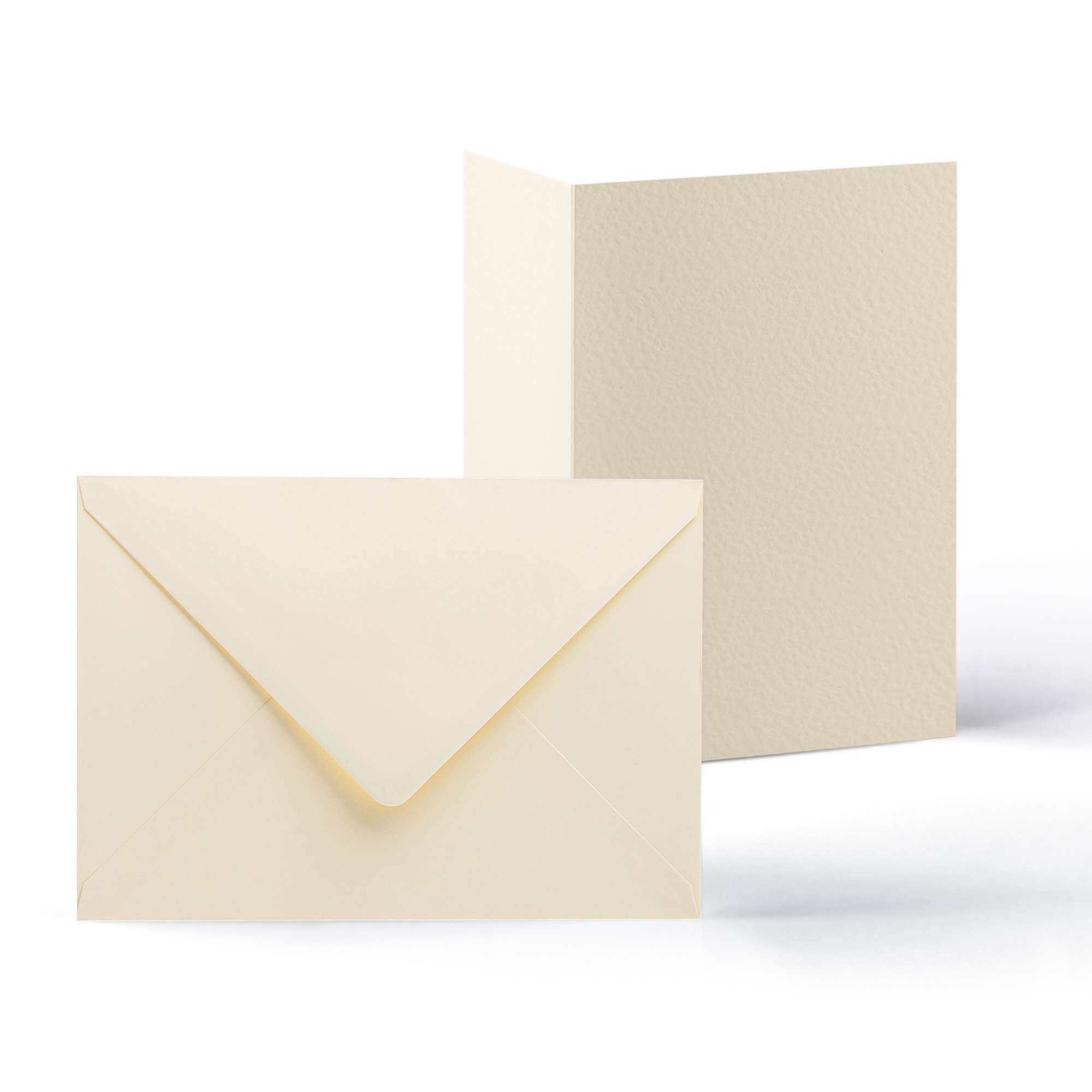 White V-Flap Envelope & Hammered Card Pack - Ivory 162 x 229 mm + 148 x 210 mm