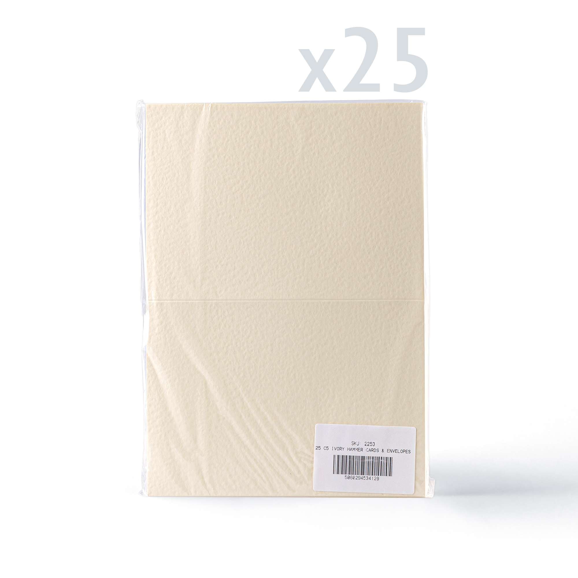 White V-Flap Envelope & Hammered Card Pack - Ivory 162 x 229 mm + 148 x 210 mm