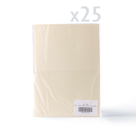 White V-Flap Envelope & Hammered Card Pack - Ivory 162 x 229 mm + 148 x 210 mm