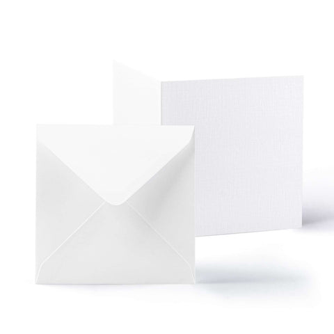 White V-Flap Envelope & Linen Card Pack - White 130 x 130 mm + 125 x 125 mm