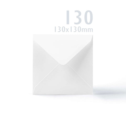 White V-Flap Envelope & Linen Card Pack - White 130 x 130 mm + 125 x 125 mm
