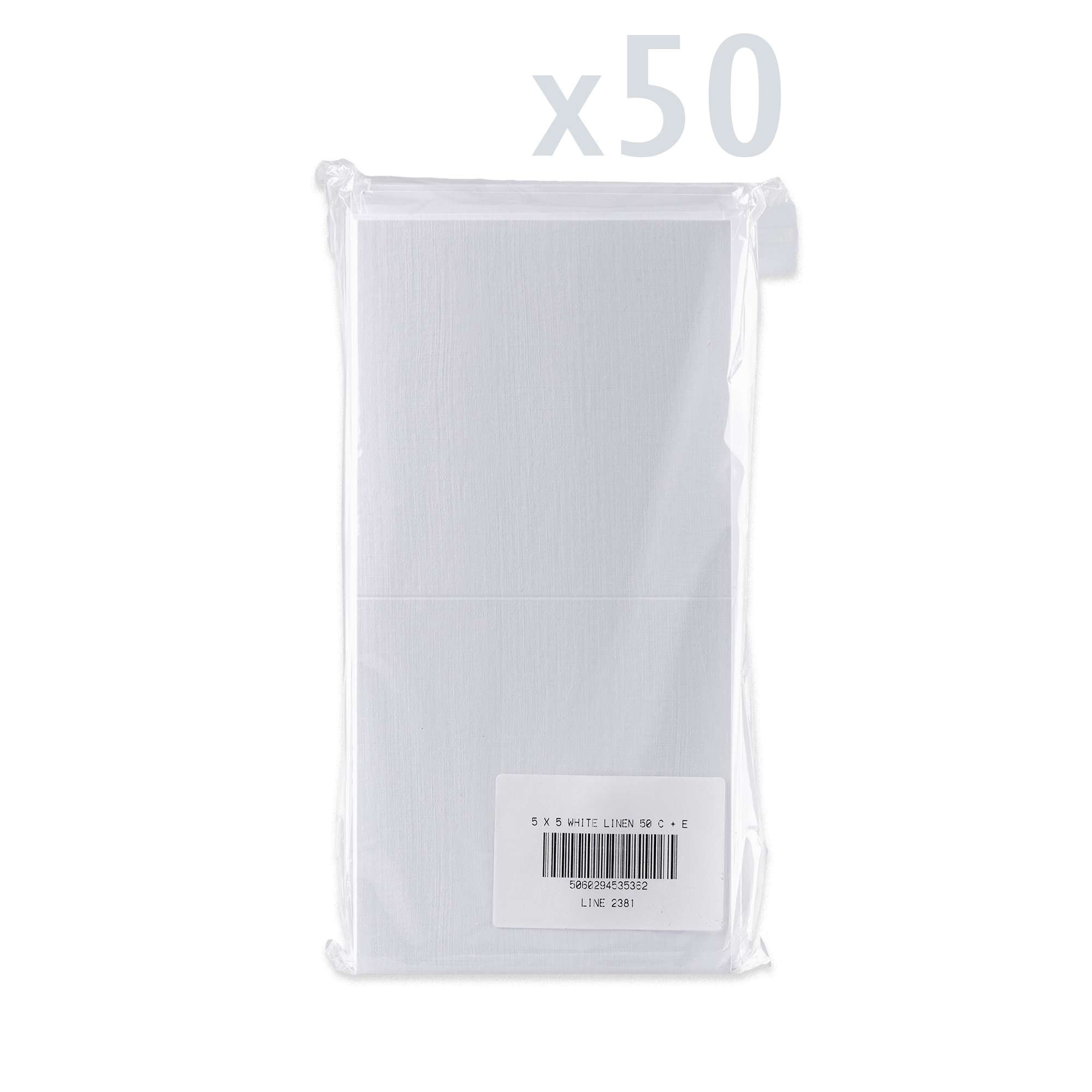 White V-Flap Envelope & Linen Card Pack - White 130 x 130 mm + 125 x 125 mm