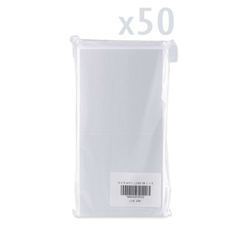 White V-Flap Envelope & Linen Card Pack - White 130 x 130 mm + 125 x 125 mm