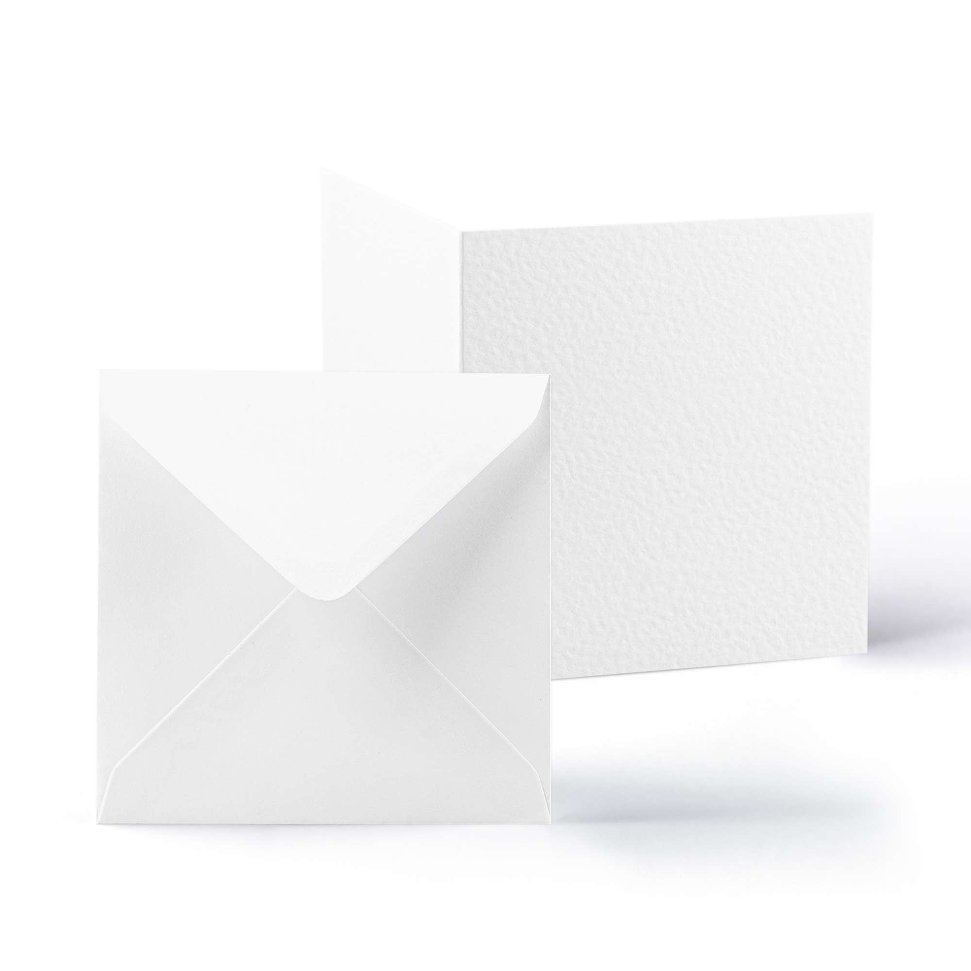 White V-Flap Envelope & Hammered Card Pack - White 130 x 130 mm + 125 x 125 mm