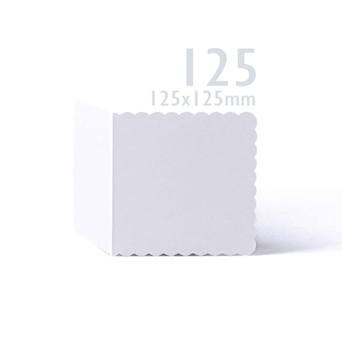White V-Flap Envelope & Scalloped Card Pack - 130 x 130 mm + 125 x 125 mm