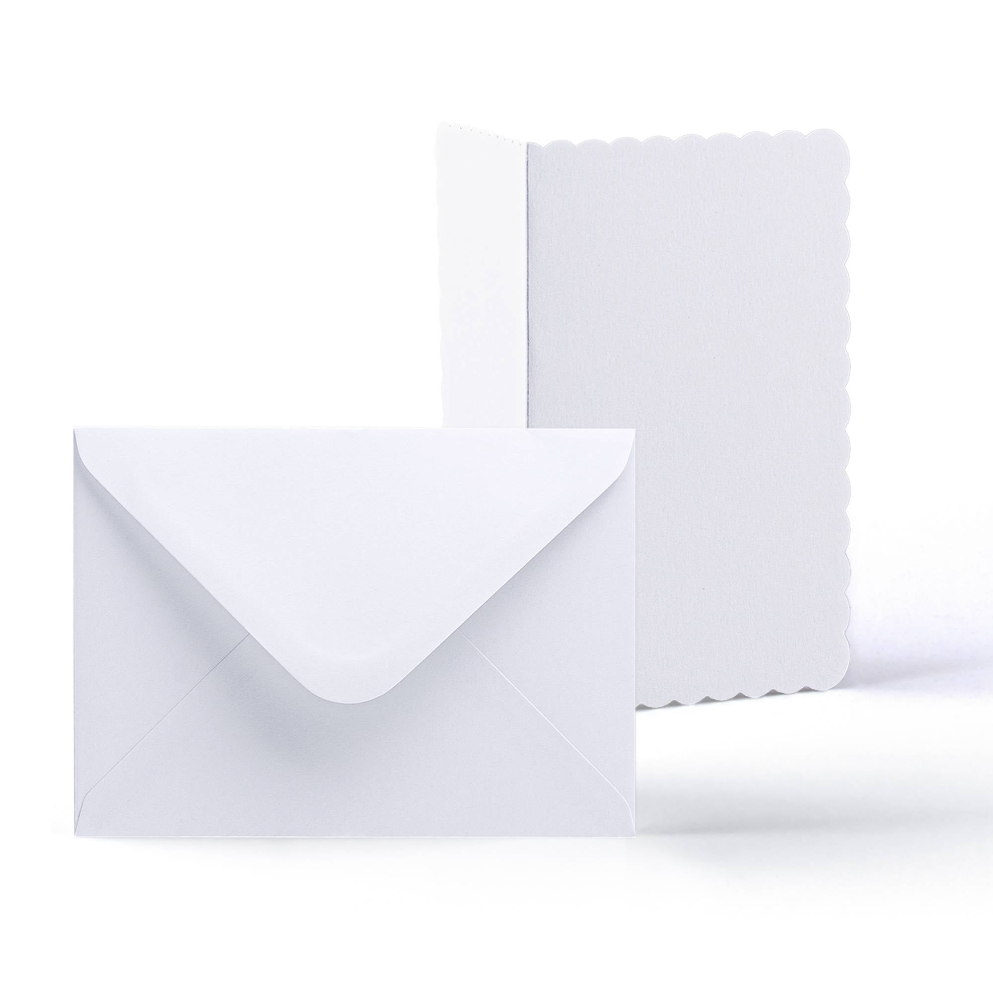 White V-Flap Envelope & Scalloped Card Pack - 133 x 184 mm + 125 x 175 mm