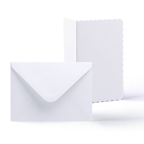 White V-Flap Envelope & Scalloped Card Pack - 133 x 184 mm + 125 x 175 mm