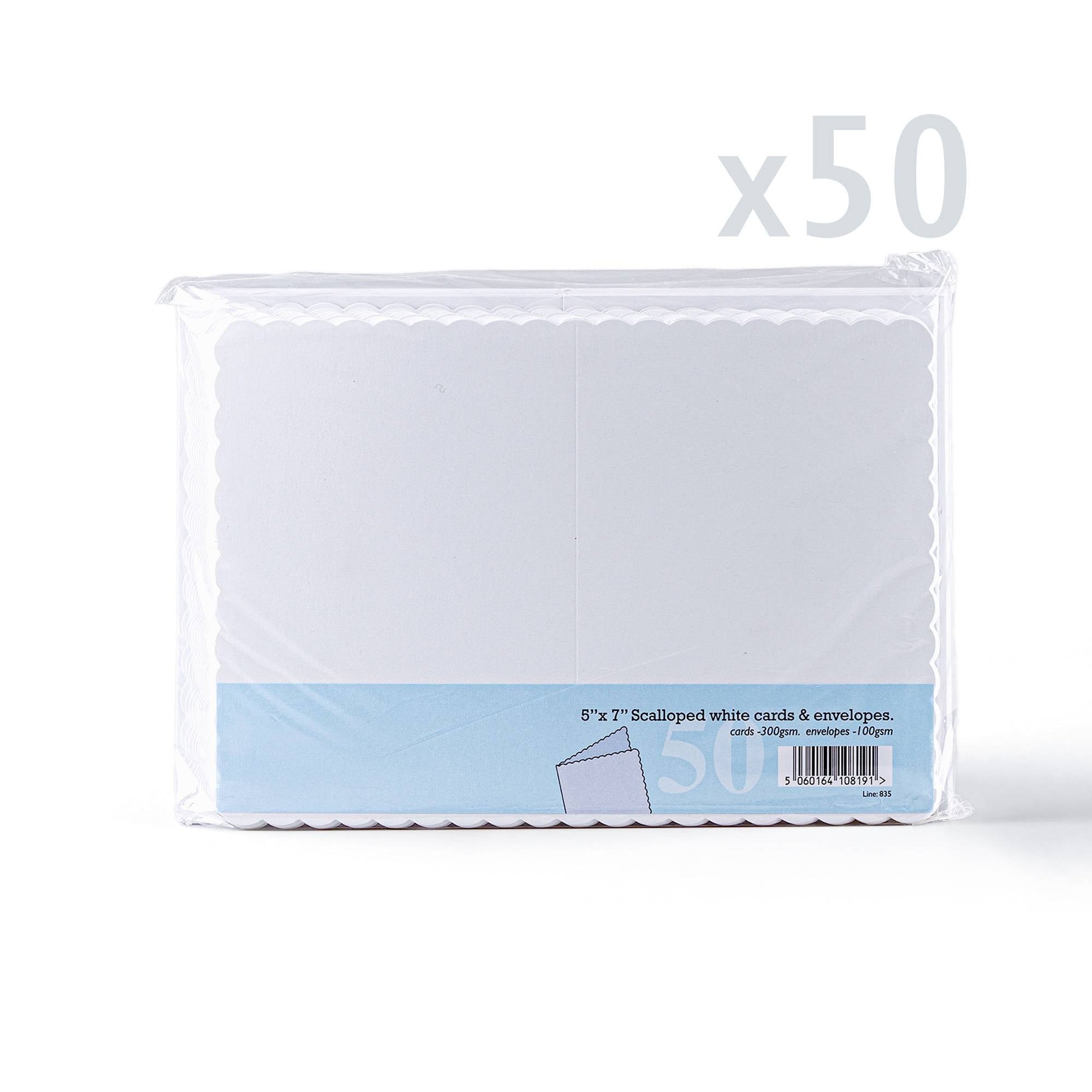 White V-Flap Envelope & Scalloped Card Pack - 133 x 184 mm + 125 x 175 mm