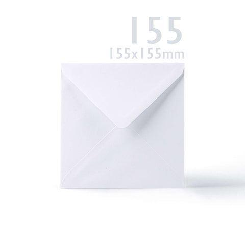 White V-Flap Envelope & Scalloped Card Pack - 155 x 155 mm + 145 x 145 mm
