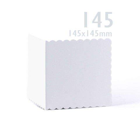 White V-Flap Envelope & Scalloped Card Pack - 155 x 155 mm + 145 x 145 mm