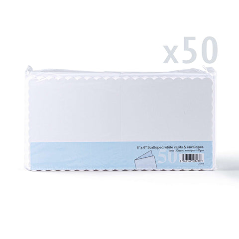 White V-Flap Envelope & Scalloped Card Pack - 155 x 155 mm + 145 x 145 mm