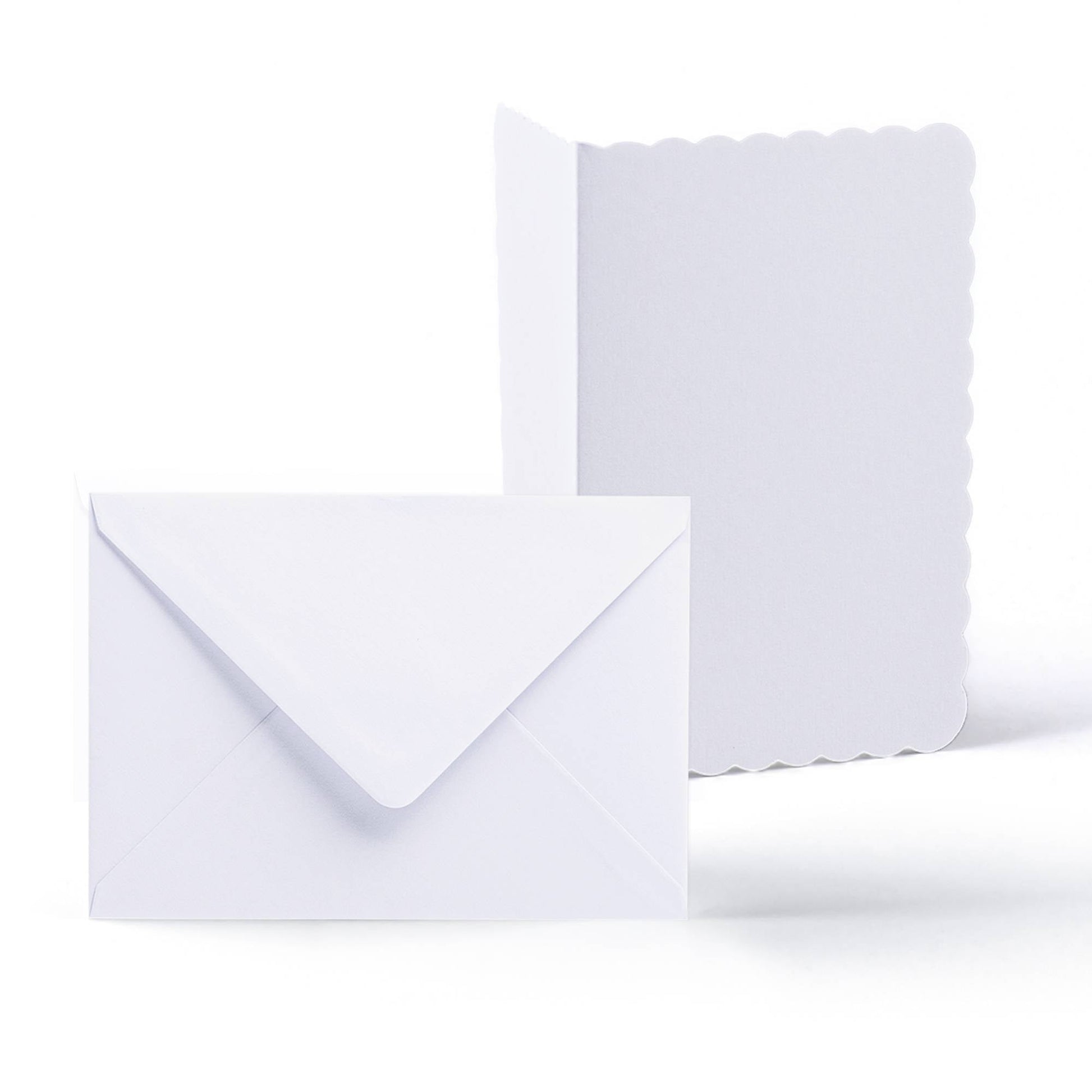 White V-Flap Envelope & Scalloped Card Pack - 114 x 162 mm + 105 x 148 mm
