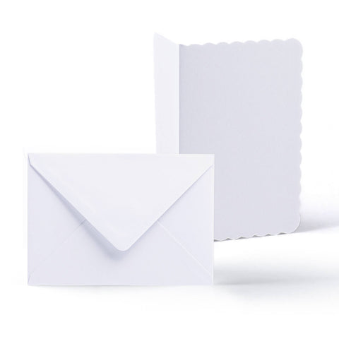 White V-Flap Envelope & Scalloped Card Pack - 114 x 162 mm + 105 x 148 mm