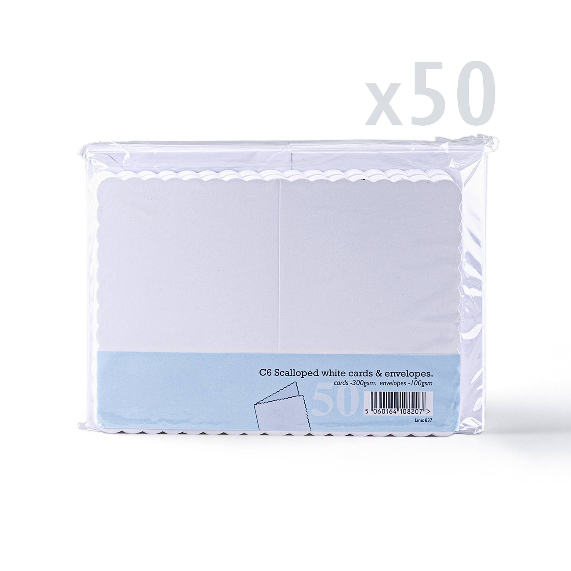White V-Flap Envelope & Scalloped Card Pack - 114 x 162 mm + 105 x 148 mm