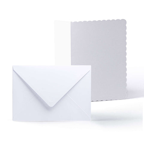 White V-Flap Envelope & Scalloped Card Pack - 162 x 229 mm + 148 x 210 mm