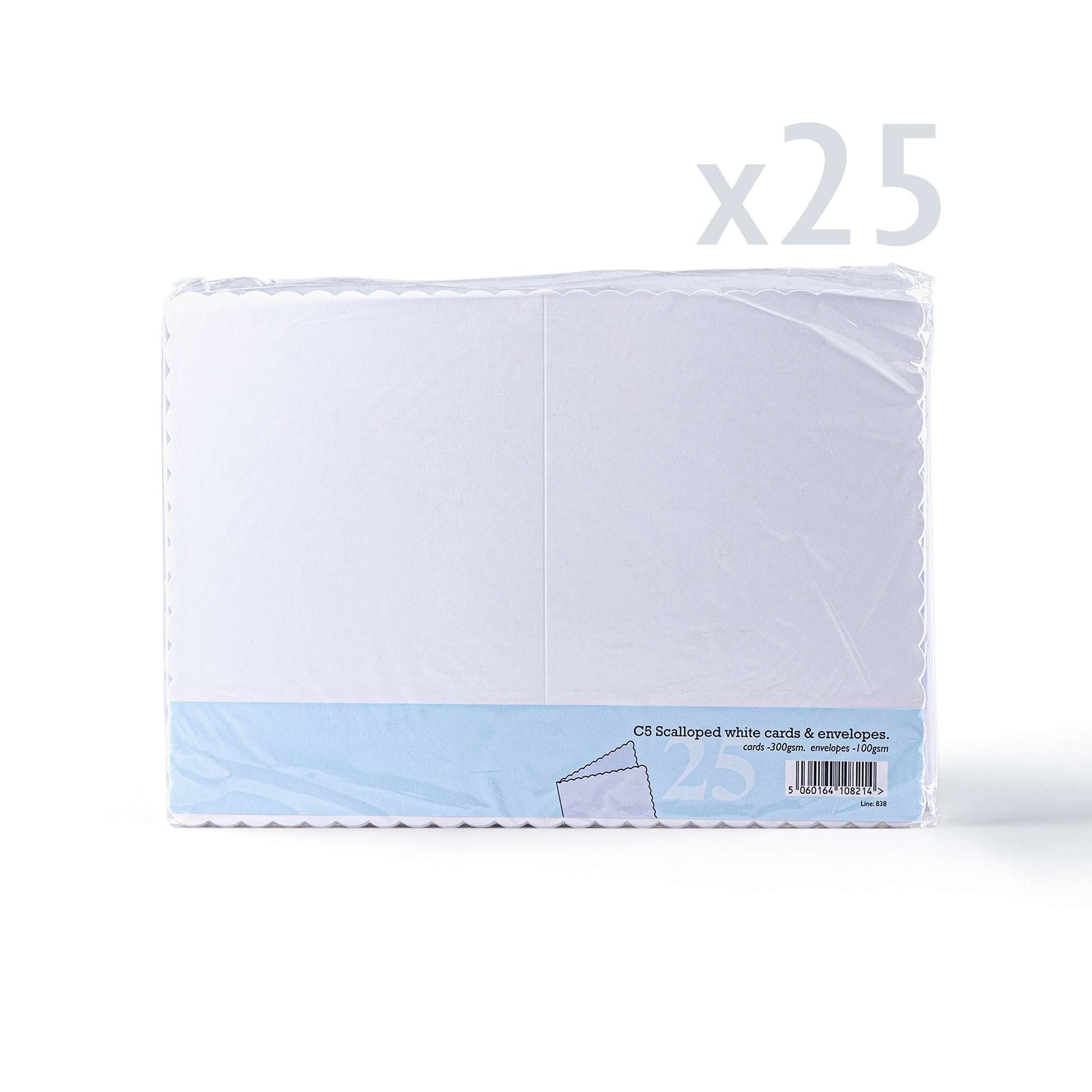 White V-Flap Envelope & Scalloped Card Pack - 162 x 229 mm + 148 x 210 mm