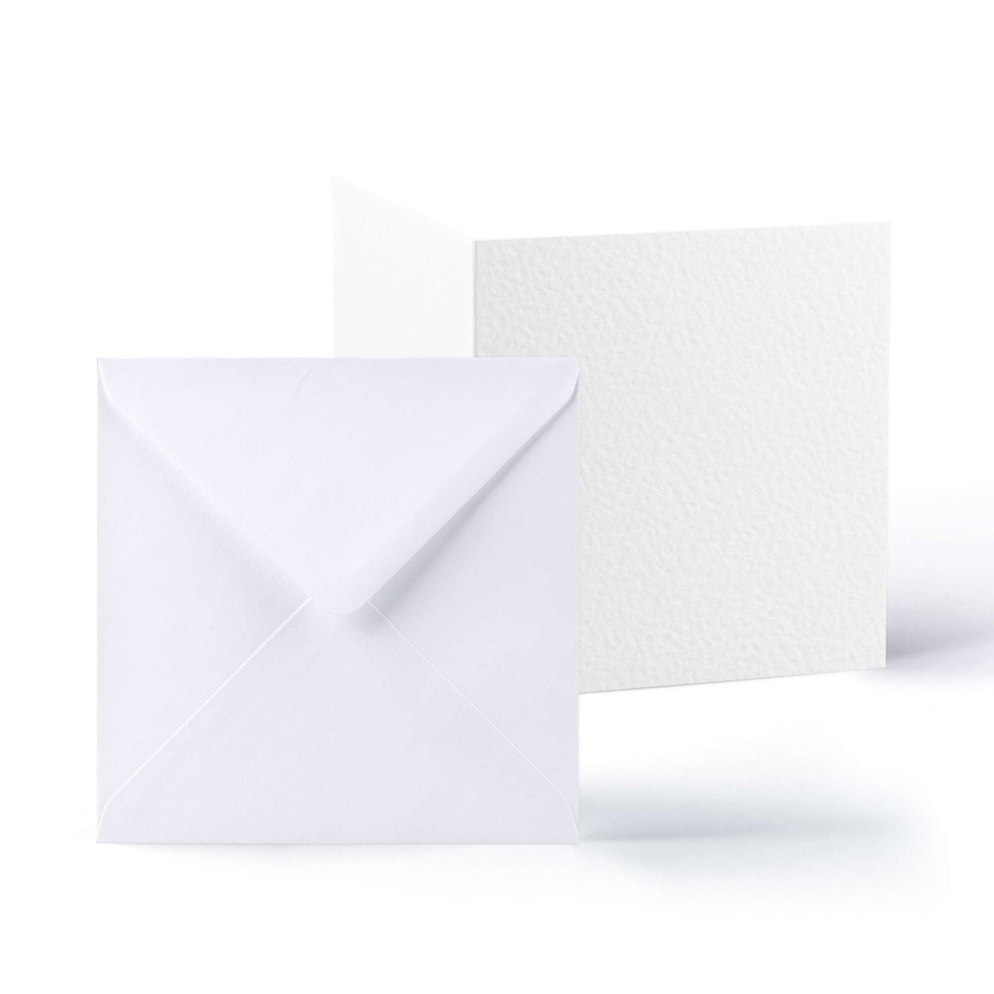 White V-Flap Envelope & Hammered Card Pack - White 155 x 155 mm + 145 x 145 mm