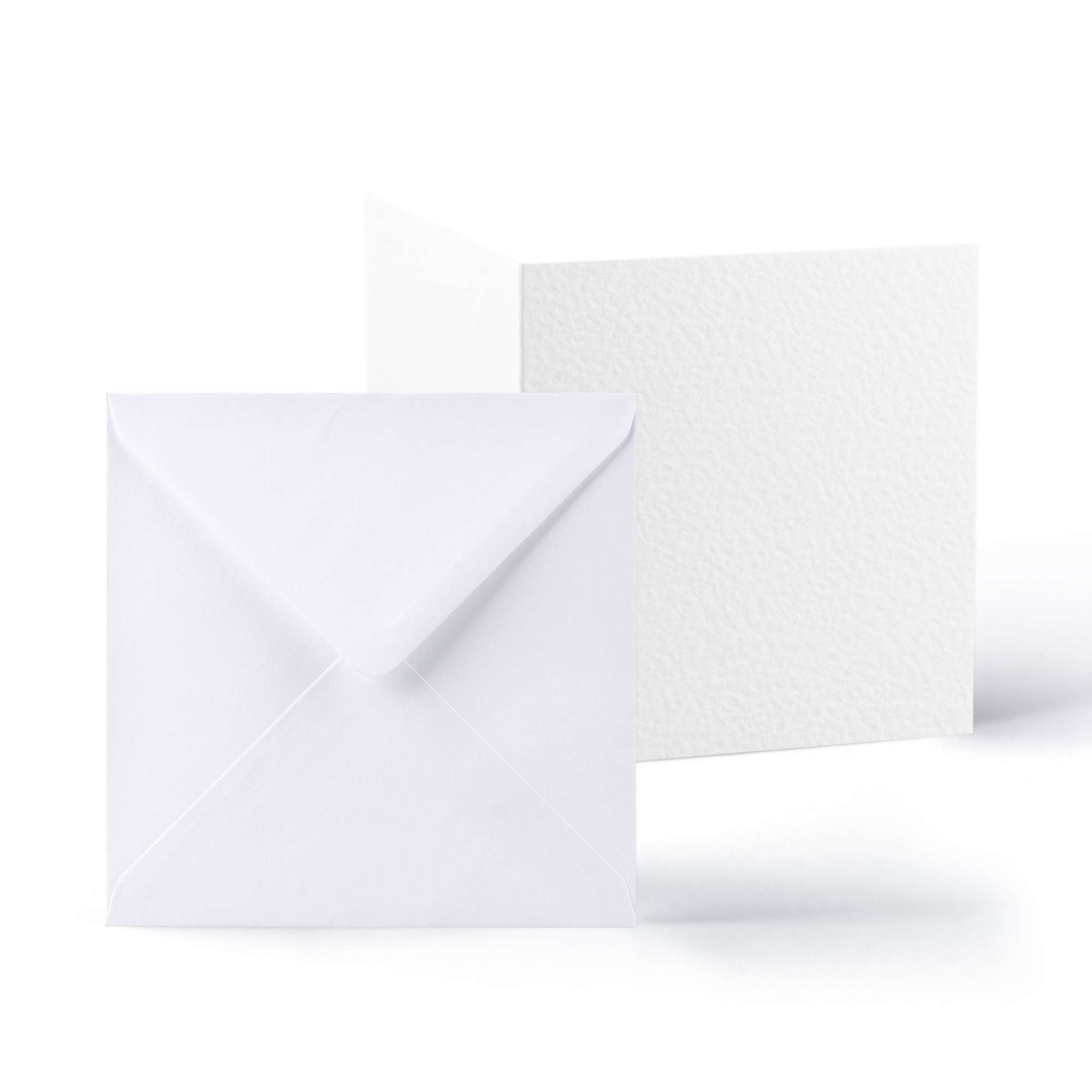White V-Flap Envelope & Hammered Card Pack - White 155 x 155 mm + 145 x 145 mm