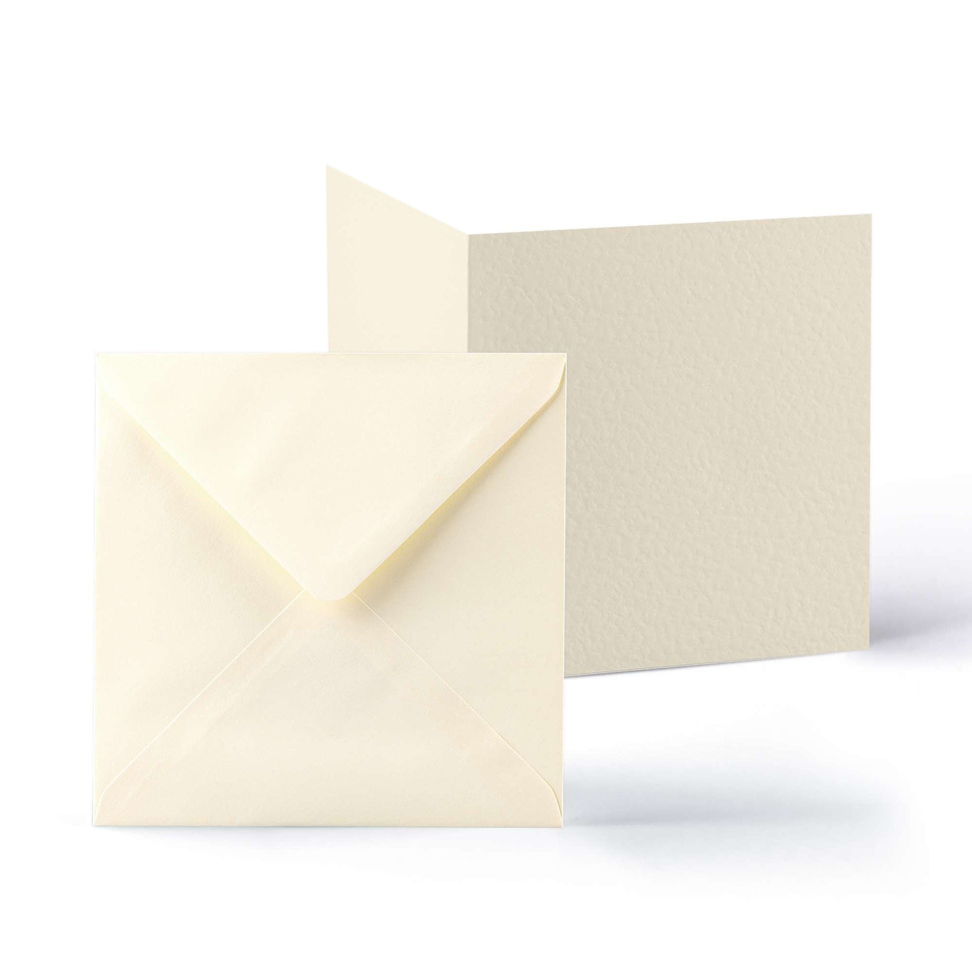 White V-Flap Envelope & Hammered Card Pack - Ivory 155 x 155 mm + 145 x 145 mm