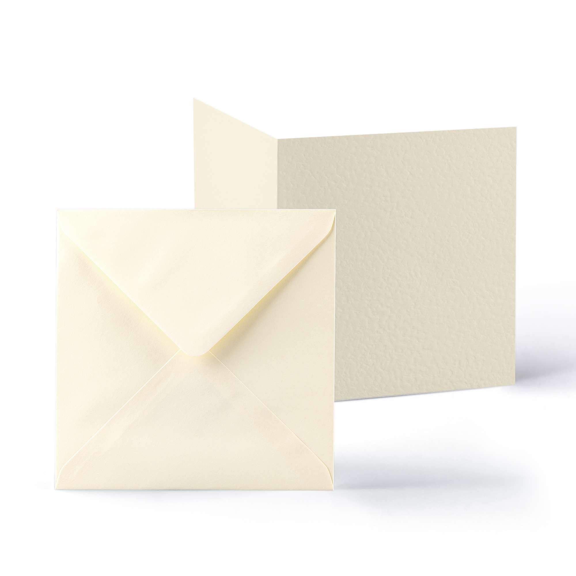 White V-Flap Envelope & Hammered Card Pack - Ivory 155 x 155 mm + 145 x 145 mm