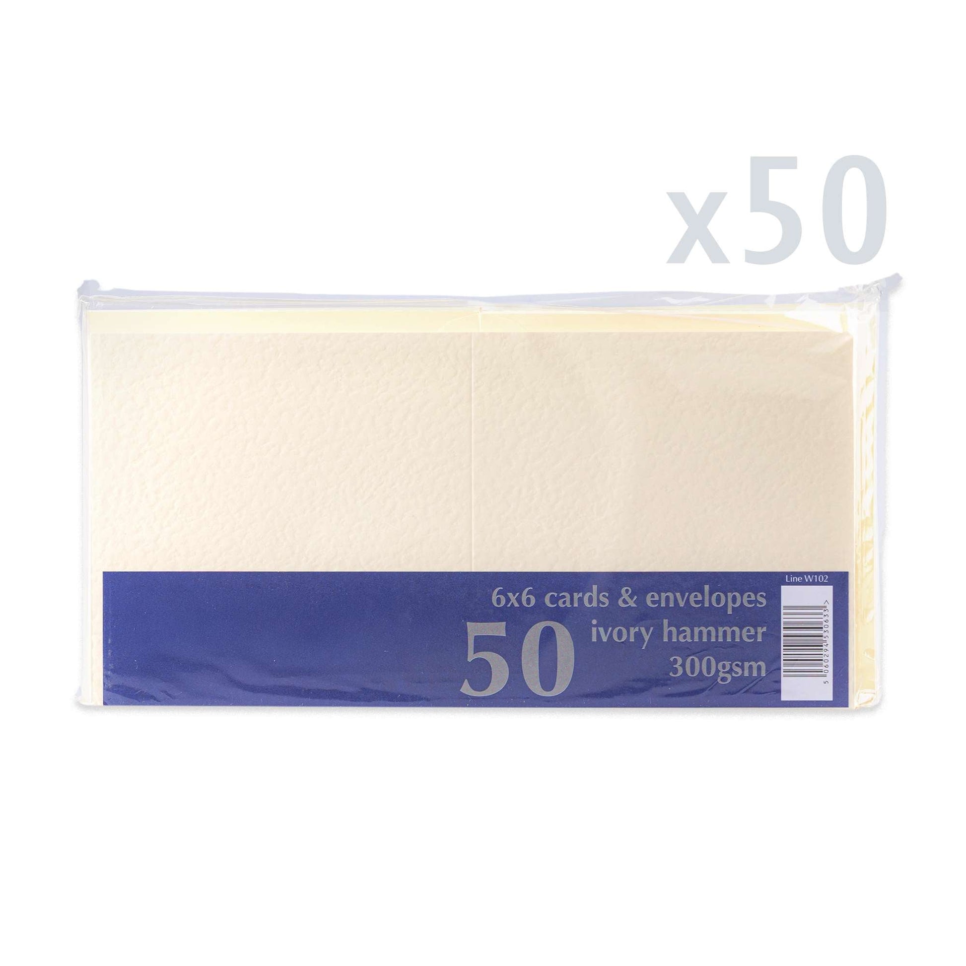 White V-Flap Envelope & Hammered Card Pack - Ivory 155 x 155 mm + 145 x 145 mm