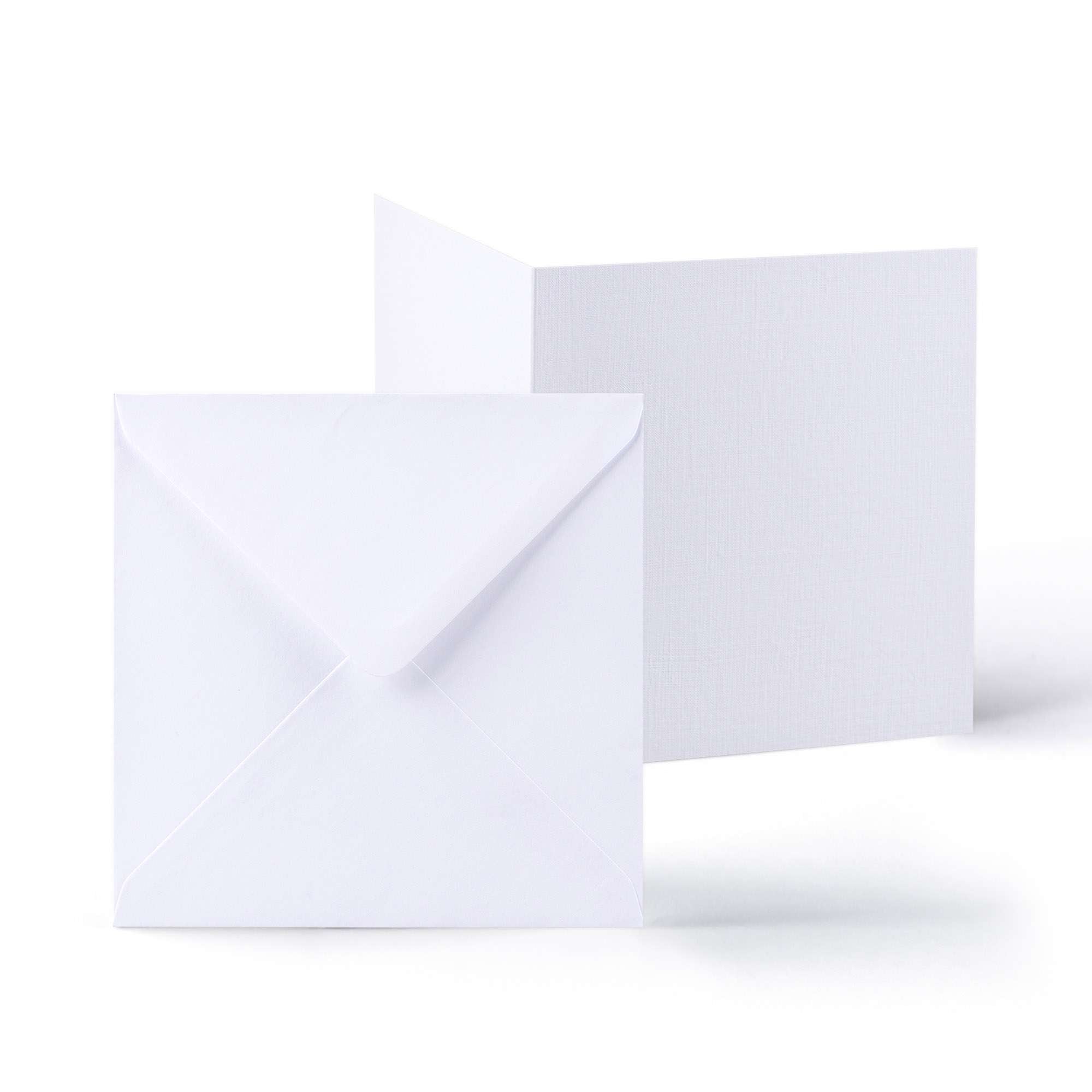 White V-Flap Envelope & Linen Card Pack - White 155 x 155 mm + 145 x 145 mm