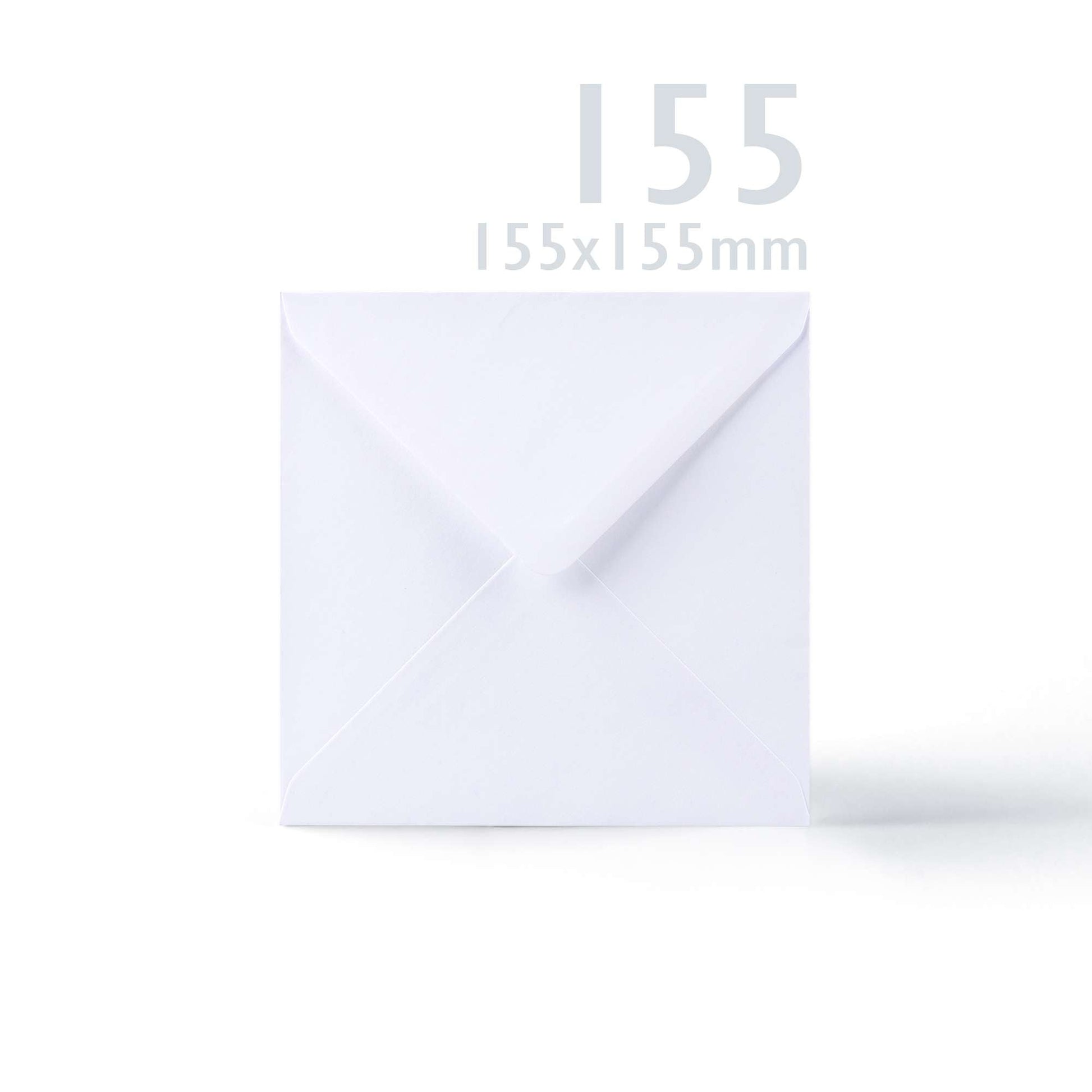 White V-Flap Envelope & Linen Card Pack - White 155 x 155 mm + 145 x 145 mm