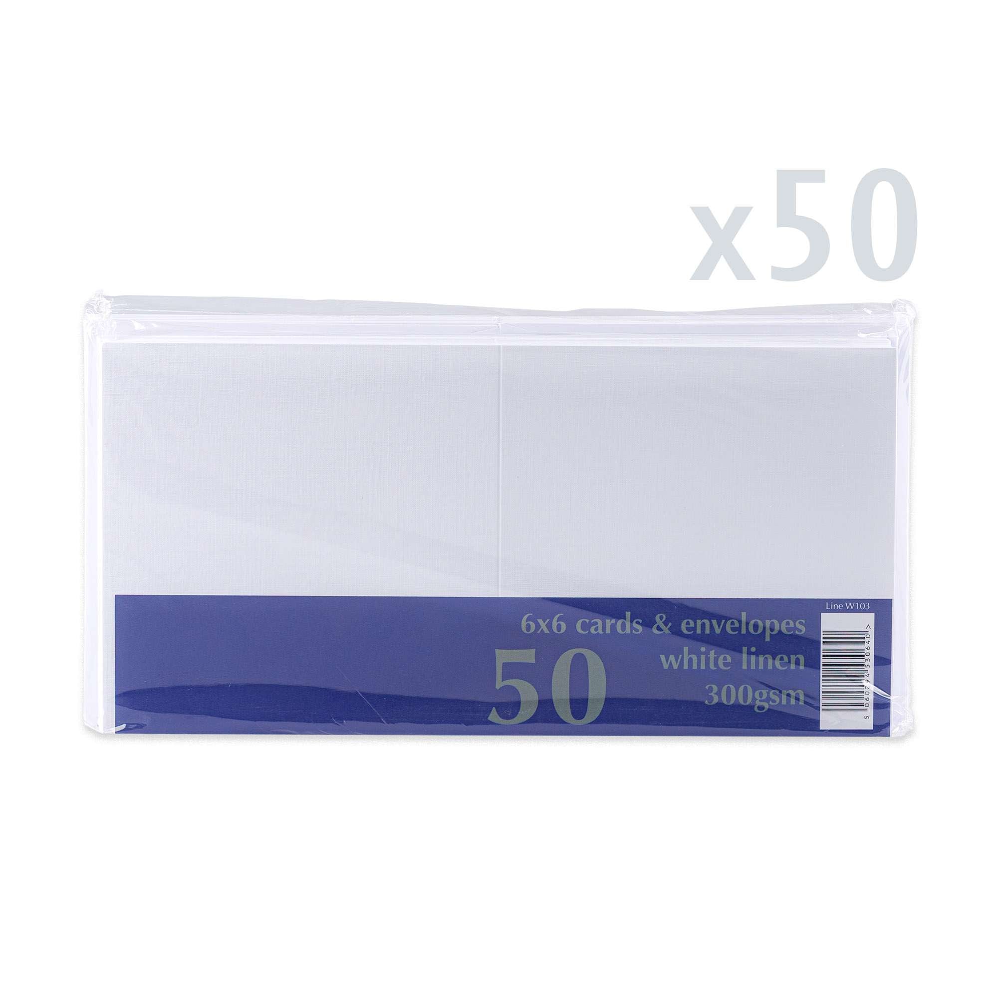 White V-Flap Envelope & Linen Card Pack - White 155 x 155 mm + 145 x 145 mm